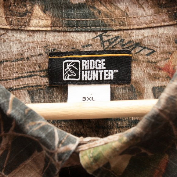 Ridge Hunter Men's Long Sleeve Button Front Camo Hunting Shirt 3XL Brown - Picture 5 of 6